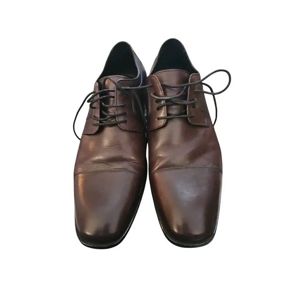 Johnston & Murphy Novick cap toe oxford dress shoes sz 12 wide burgandy leather